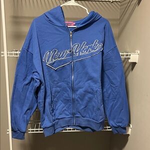 Edikted Blue Zip-Up Hoodie - Size XS/S